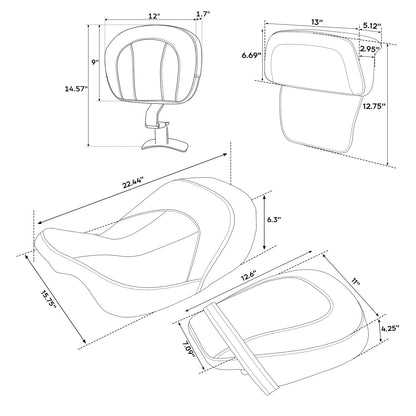 Rider & Passenger Seats & Backrest Pad for Harley CVO Road Glide (2014-2023)