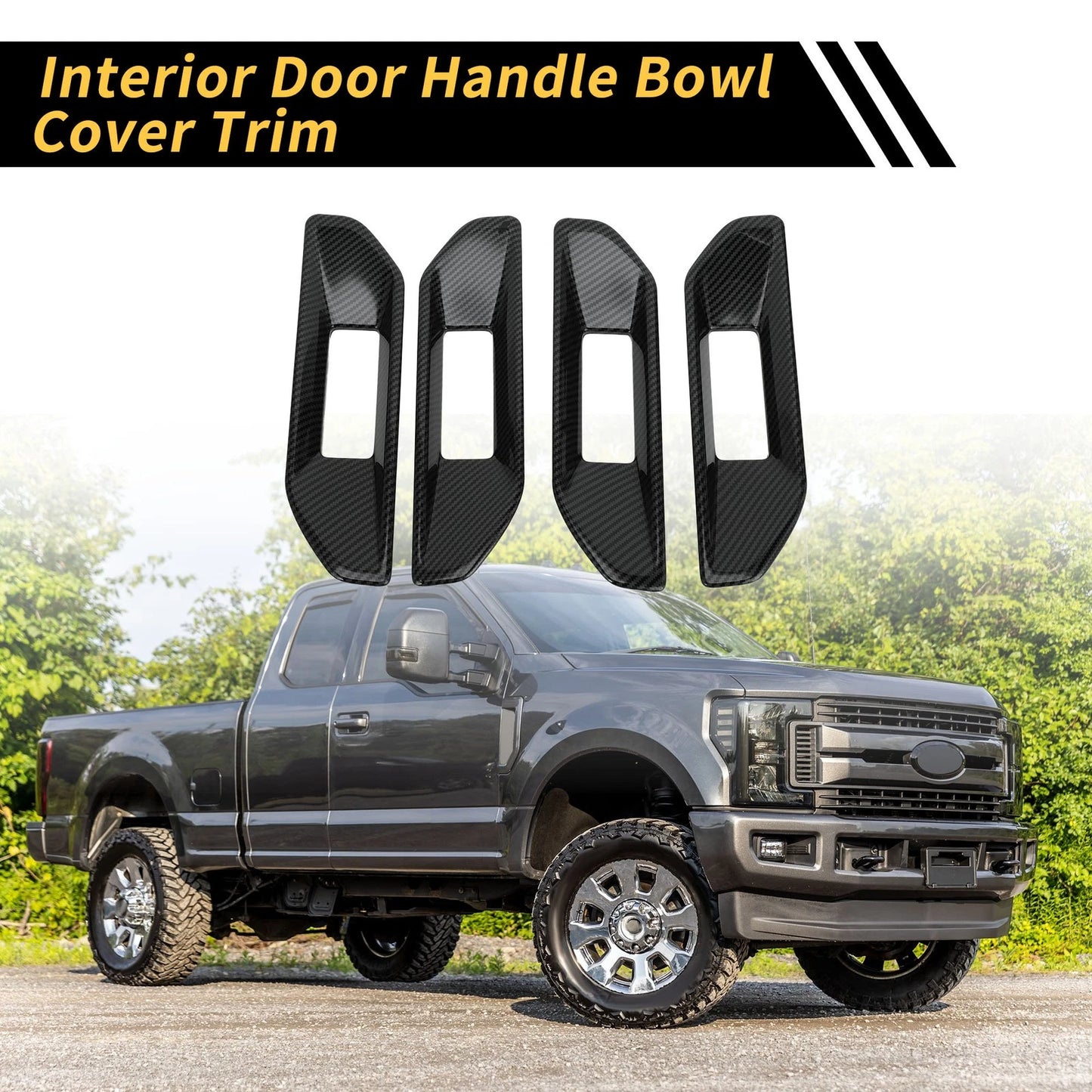 Carbon Fiber Door Handle Bowl Cover Trim for Ford Ranger (2023-2024)