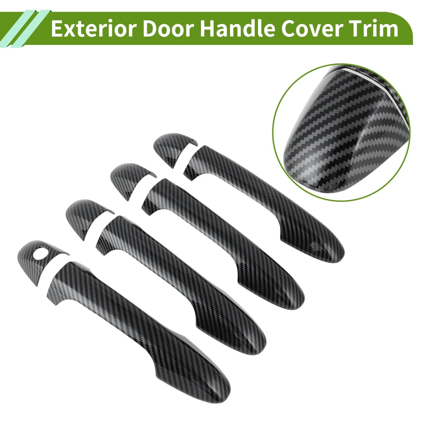 Carbon Fiber Black Exterior Door Handle Cover Trim for Toyota Highlander (15-19)