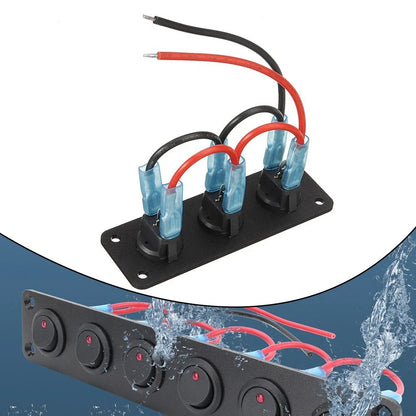 3 Gang Round Dot Rocker Switch Panel for Car/Boat/RV Use