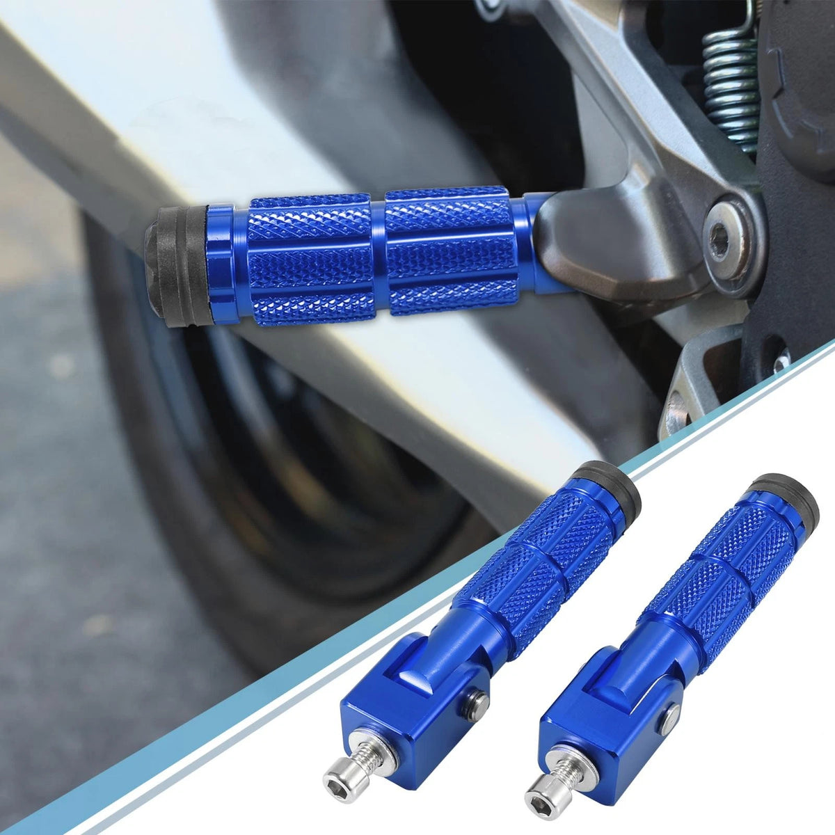 1 Pair 8mm Aluminum Alloy Rearset Fold Footrest Footpeg Blue for Make Model