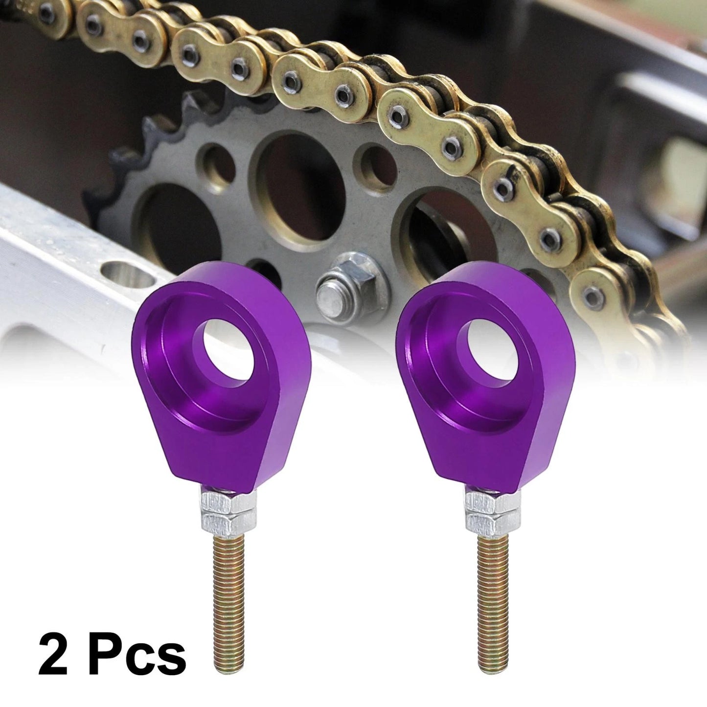 2 x / 12mm / Hole Metal Universal Chain Axle Adjuster Tensioner for Motorcycle