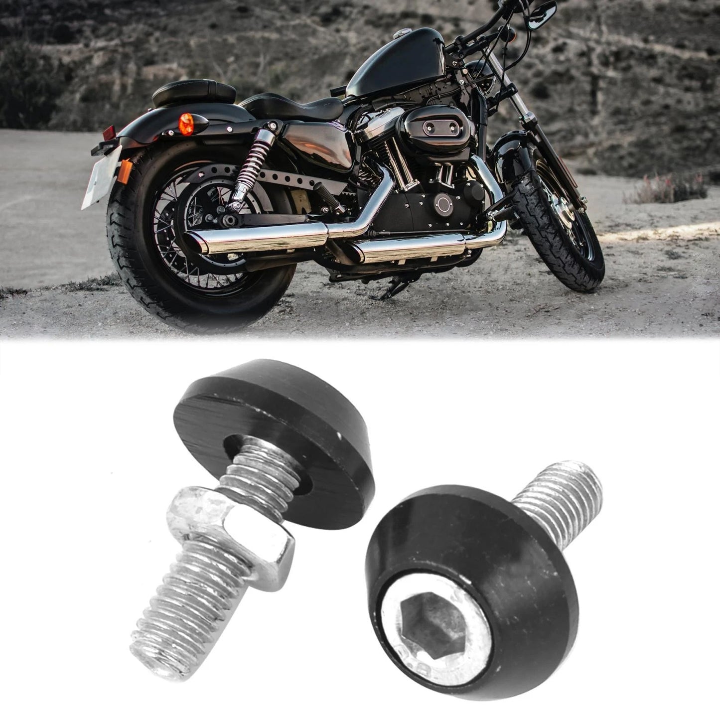 4 x Plate Bolts Screws Silver Tone Black Hex Head Fixing for Motorcycle Car