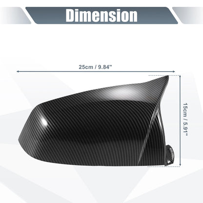 Rearview Mirror Cover Cap 2 x Black Carbon Fiber for BMW 5 6 7 Series (2009-2017)