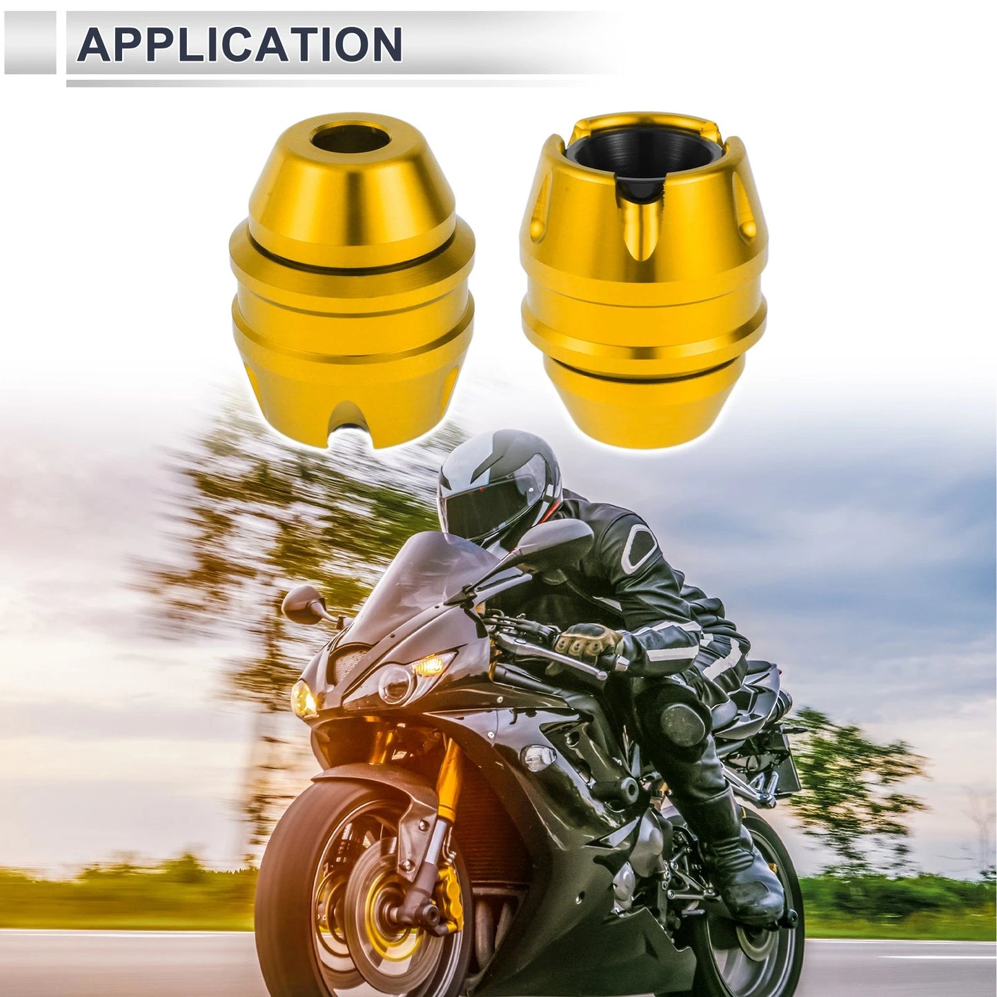 2 x 16mm Aluminum Alloy Motorcycle Slider Frame Gold Tone for Motorcycle