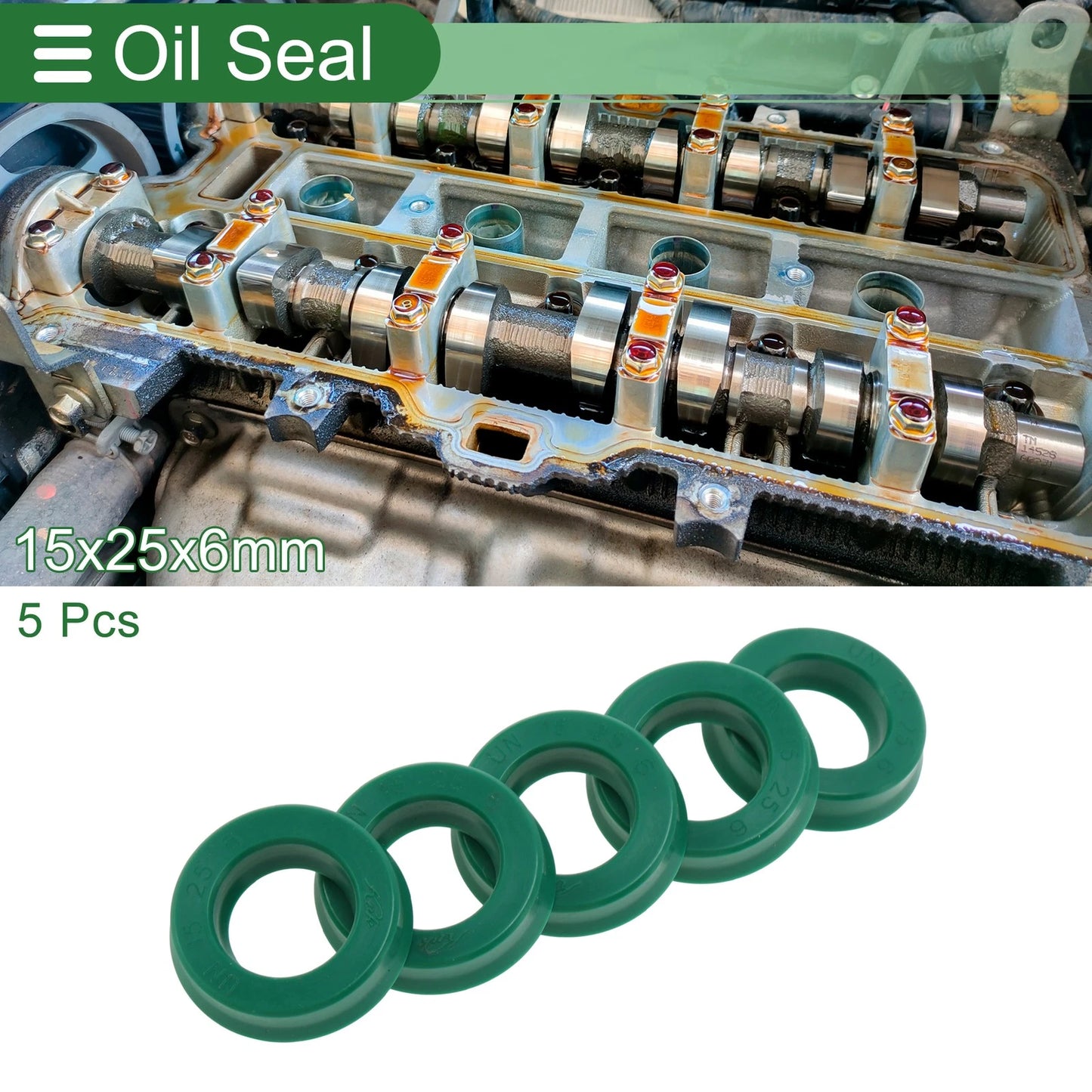 Oil Seal 15x25x6mm 5 Pcs Seal Ring Rotary Shaft Seal TPU