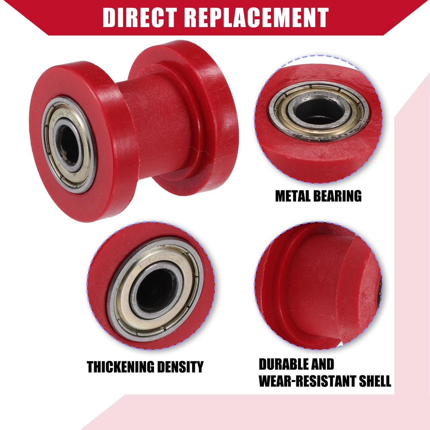 8mm Chain Roller Pulley Tensioner for Motorcycle Mini Bike ATV 125cc Red