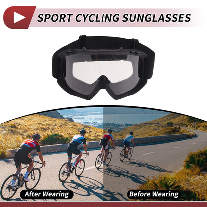1 Pc Motorcycle Riding Goggles Deep Gray Lens Black Frame PC TPU