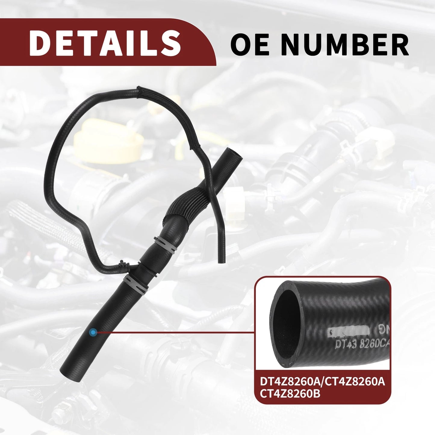 Radiator Coolant Hose for Ford Edge 2.0L (2012-2015) - Black 1 x Piece