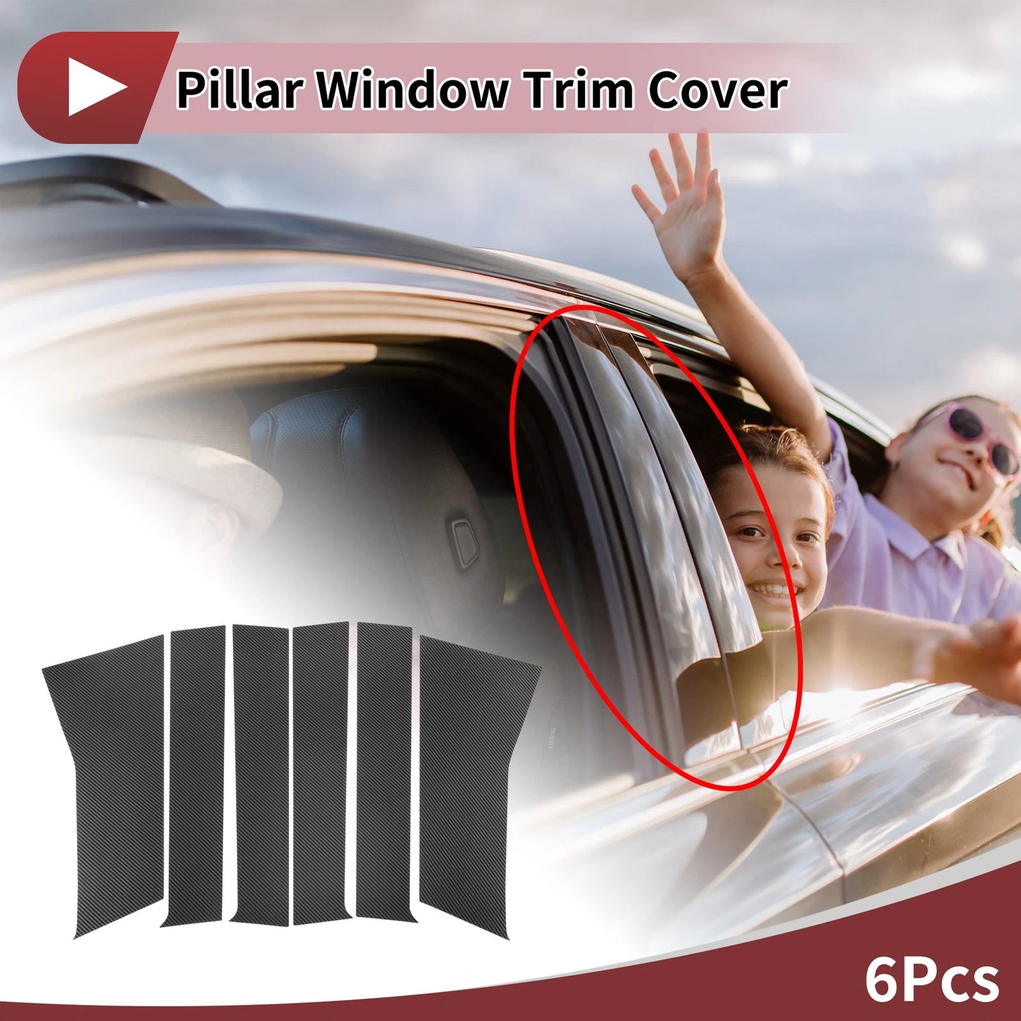 6 x Car Door Pillar Window Trim Carbon Fiber for Toyota Veloz (2022–2025)