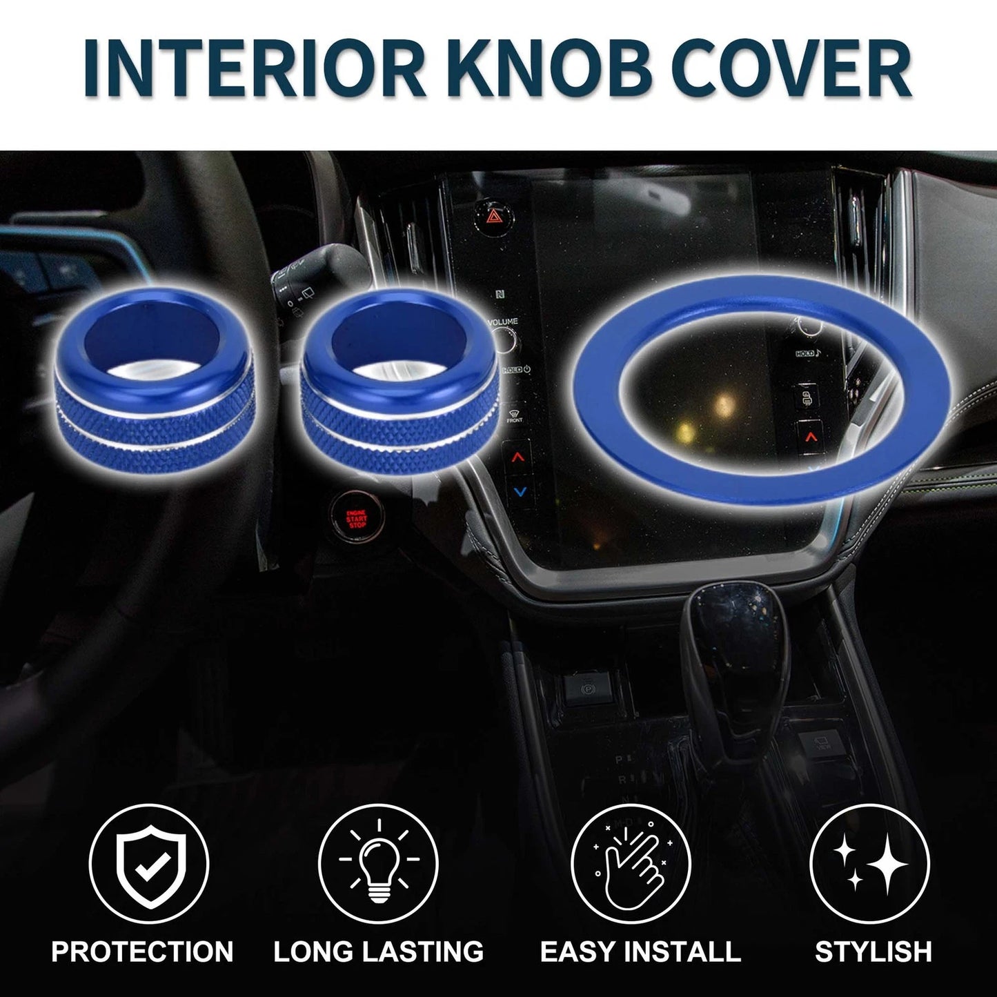 Engine Start Button Knob Cover Ring 3 x for Subaru WRX (2022-2023) Blue