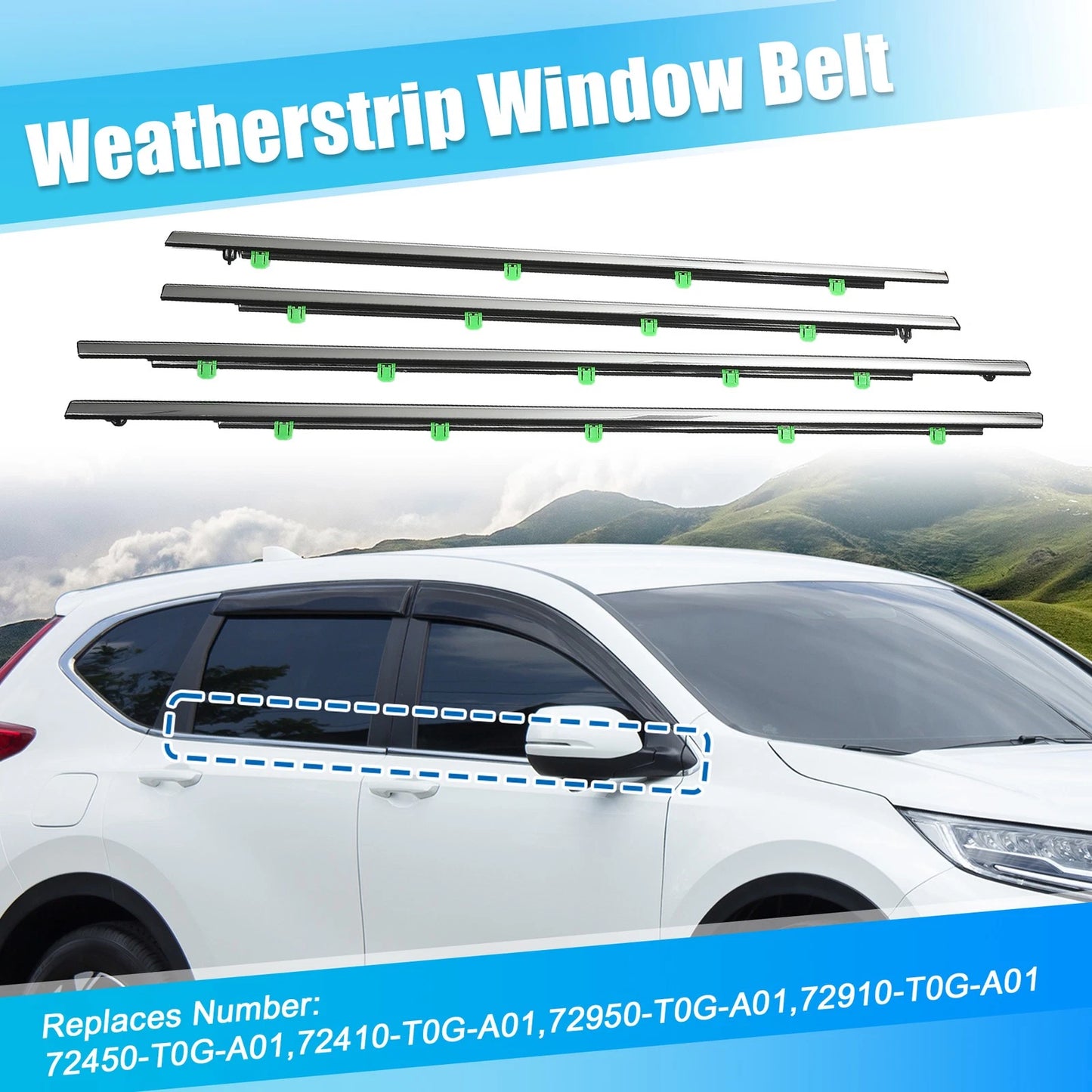 4pcs Weatherstrip Window Trim Seal for Honda CR-V (2012-2016)