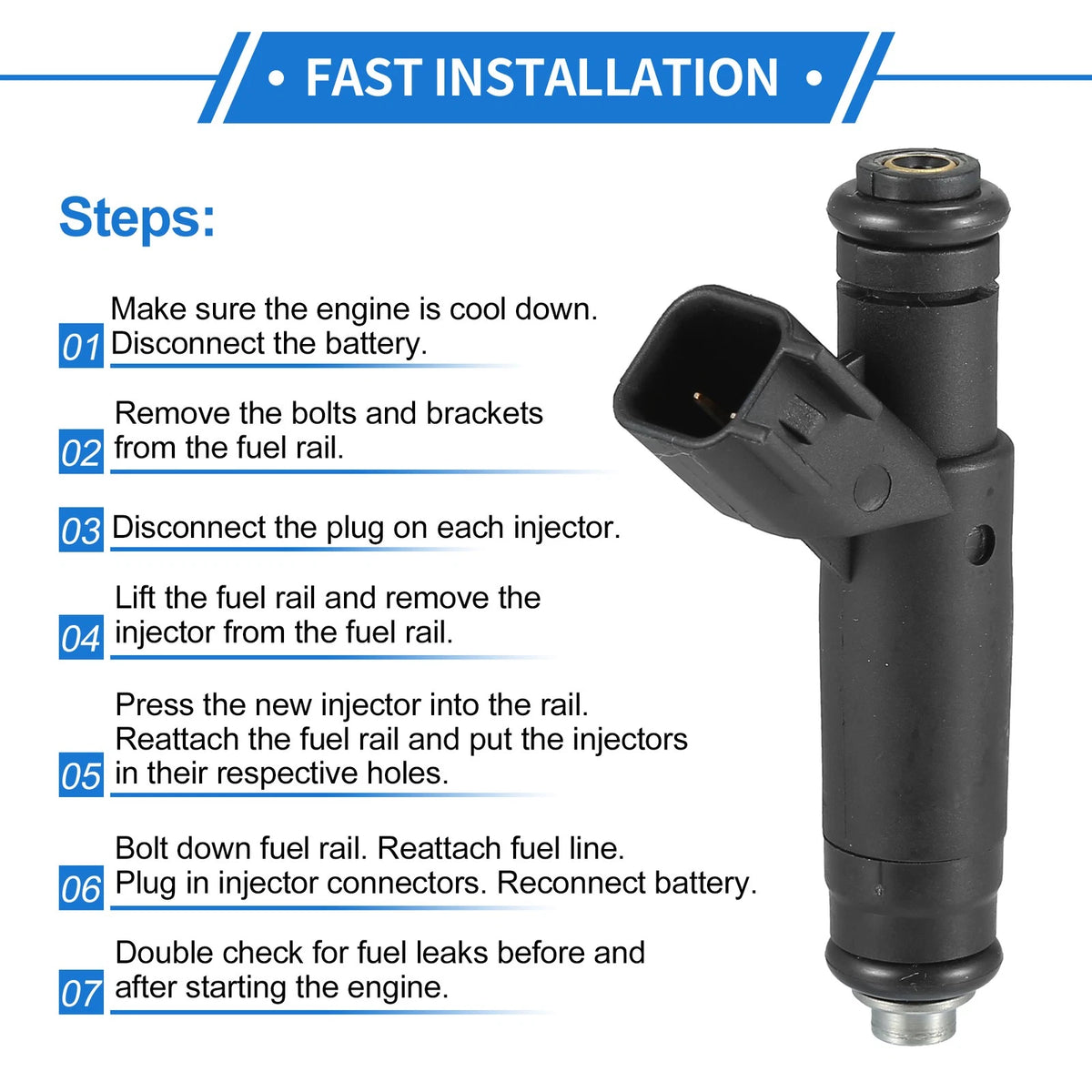 6 x Fuel Injectors for Ford Ranger (2001-2003) 3.0L Black