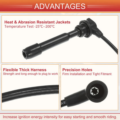 4 Pcs Spark Plug Wire Ignition Coil Cable for Hyundai Elantra (2001-2006)