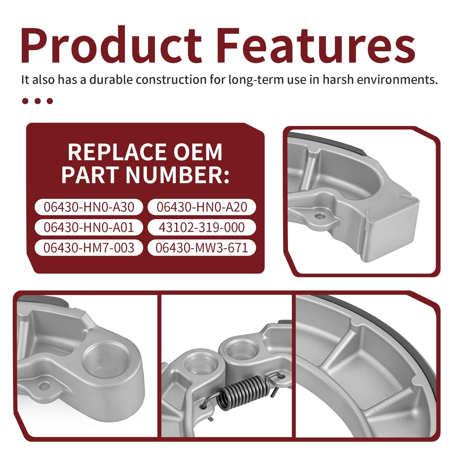 Rear Brake Shoes for Honda Rancher TRX420FA/FE/FM/TE/TM/FPE/FPM (2007–2023)