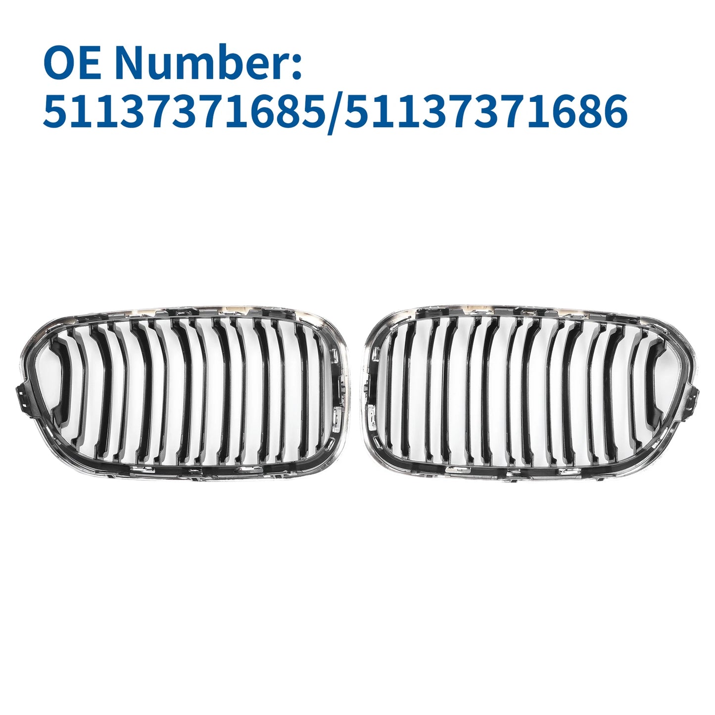 Front Upper Bumper Grille for BMW 1 Series F20 Chrome Silver Tone (2011-2019)