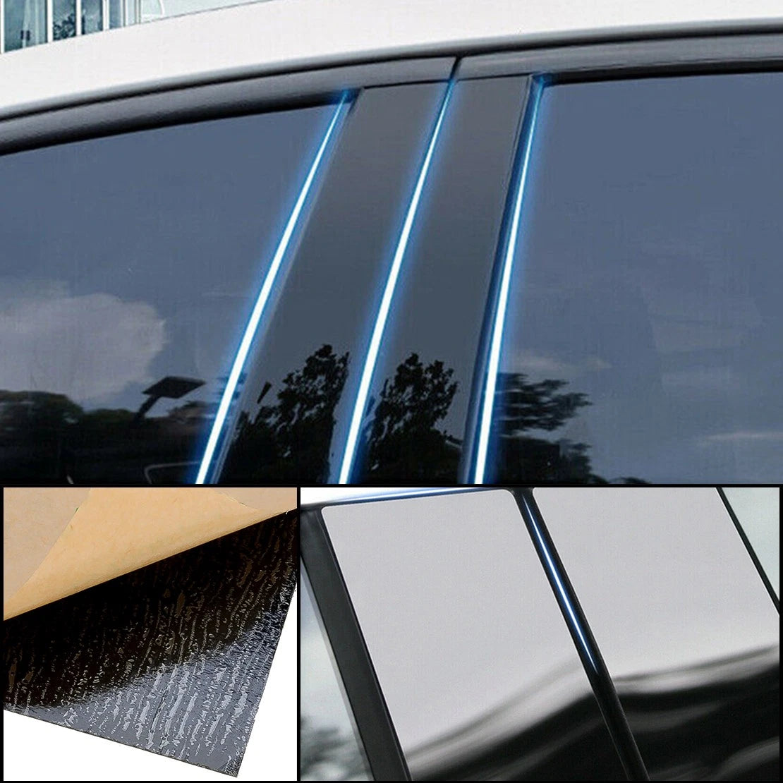 6 x Window Door Pillar Post Covers Black for Jeep Cherokee (2014-2023)