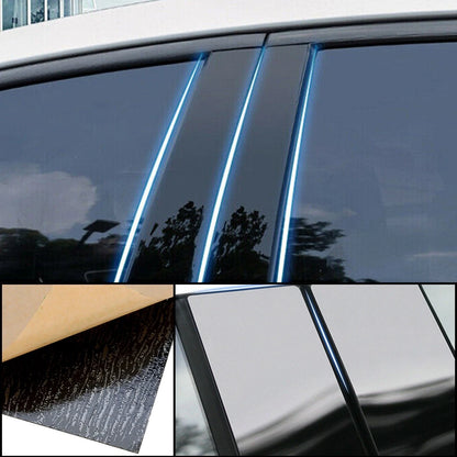 6 x Window Door Pillar Post Covers Black for Jeep Cherokee (2014-2023)