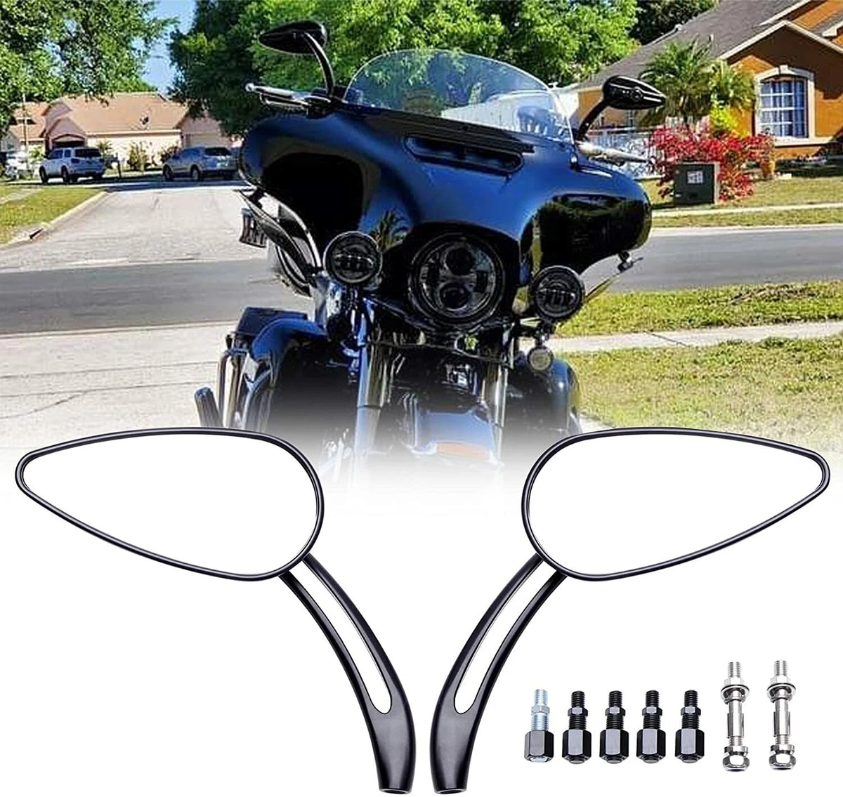 Skull Teardrop Rearview Mirrors  for Harley Sportster XL883 1200