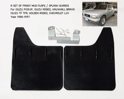 Front Mud Flaps Splash Guards for Holden TF Rodeo Isuzu 88-97 (Black Rubber)