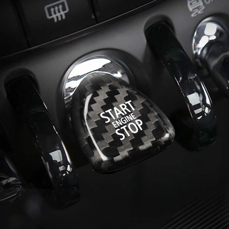 Real Carbon Fiber Engine Start Buttons Cover Trim fit For Mini Cooper 2014-2020