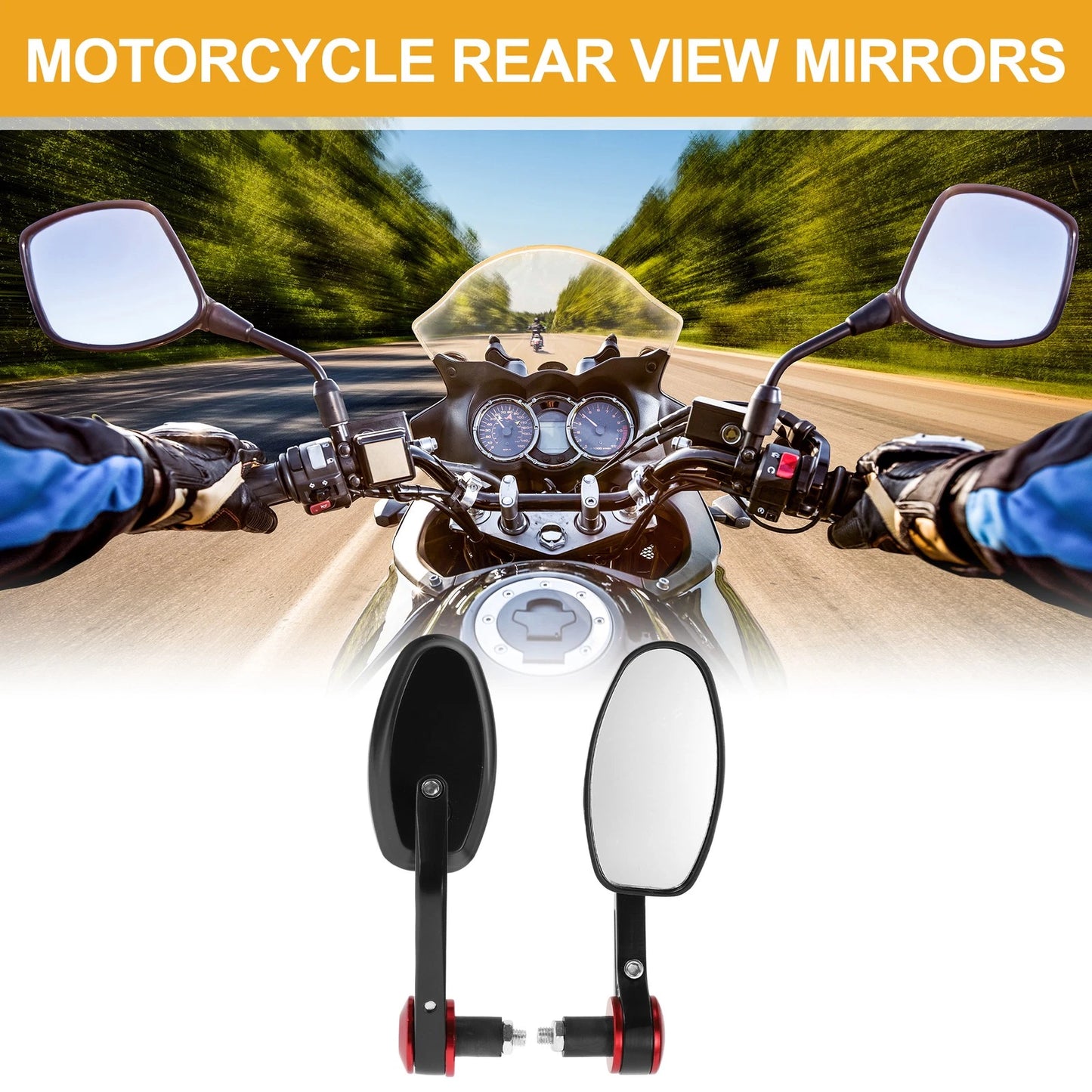 Rear View Mirrors / 1 Set / Aluminum Black Red for M8 Motorcycle