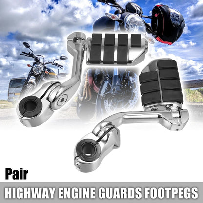 Motorcycle Engine Foot Pegs Long Mount Pedal Silver Tone for Harley