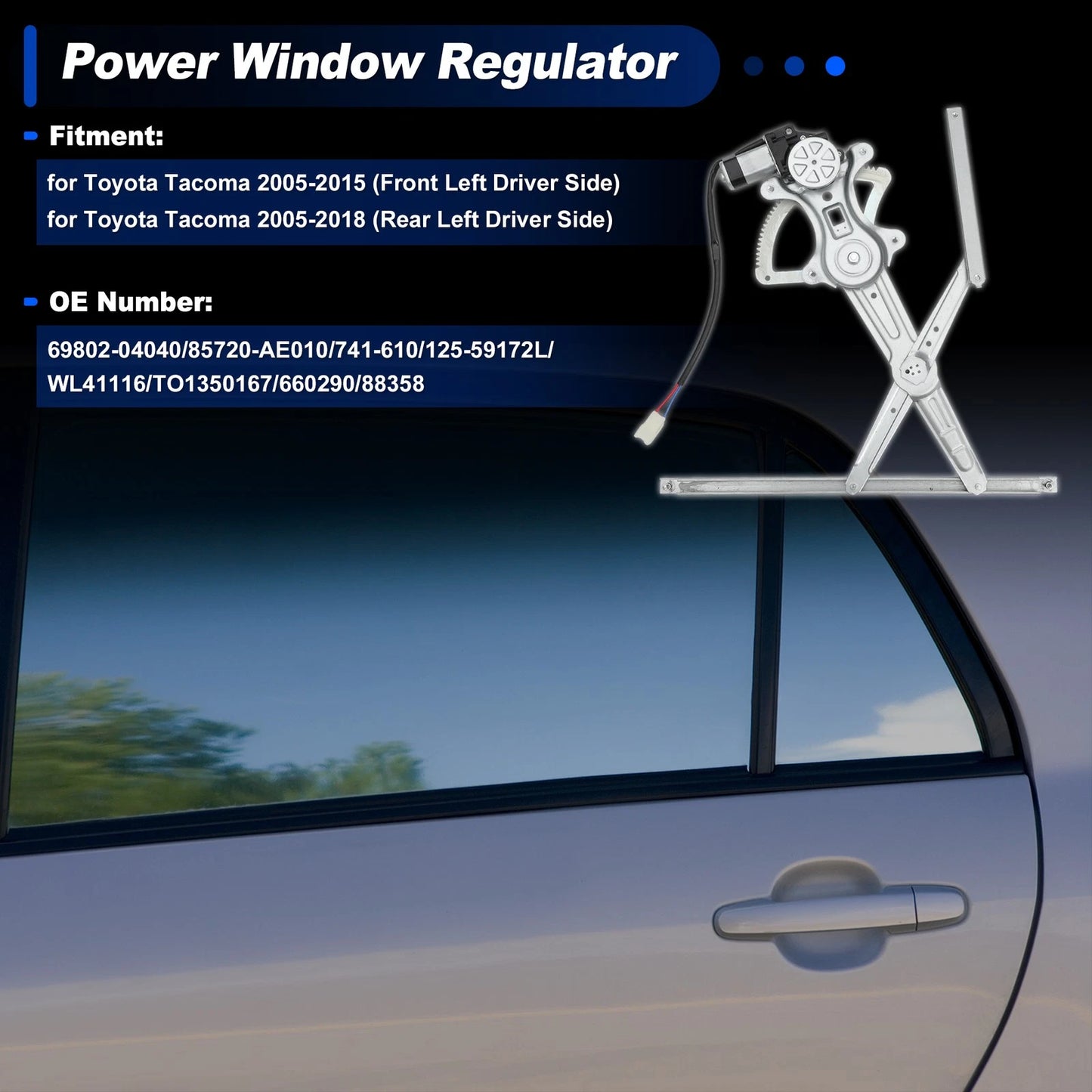Front Left Power Window Regulator with Motor for Toyota Tacoma