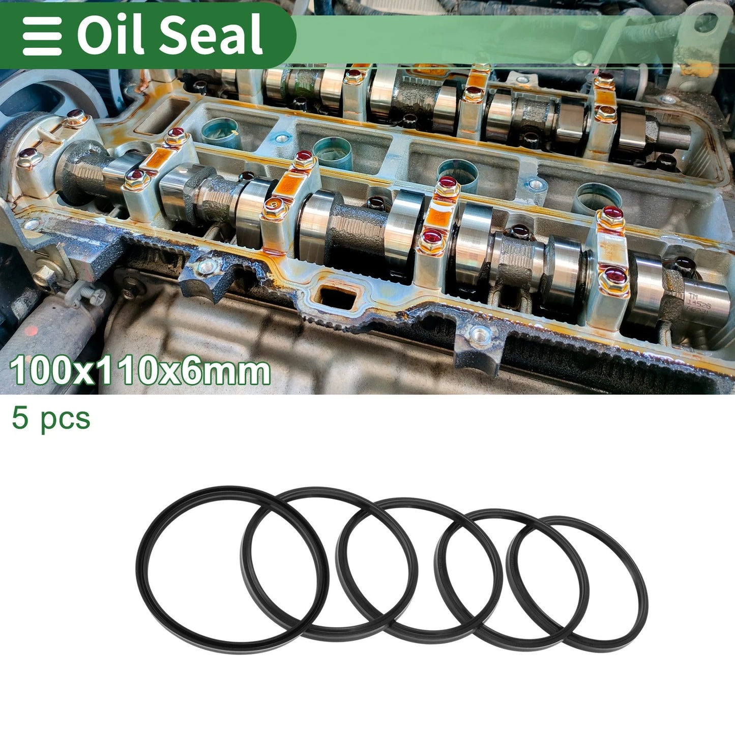 Oil Seal 100x110x6mm Black 5 Pcs Seal Ring NBR Rubber for Make Model
