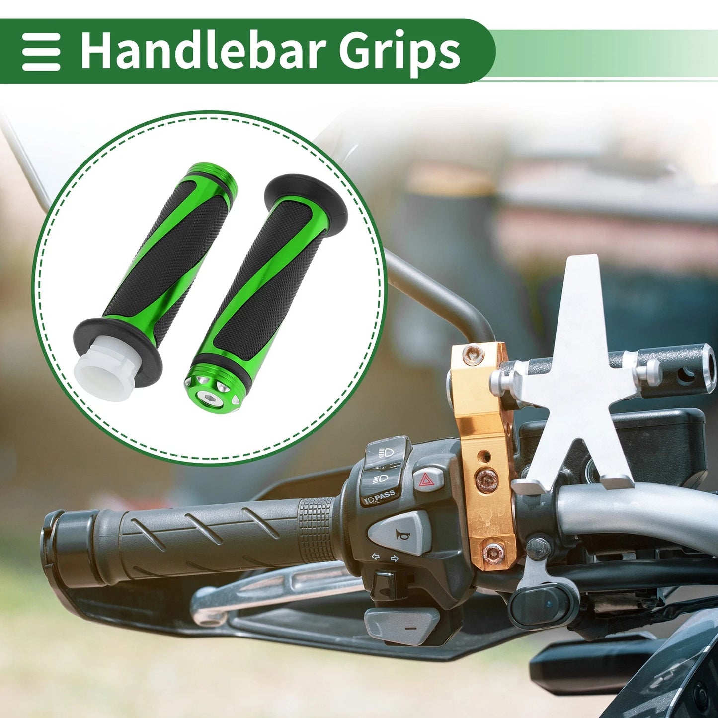 7/8" 22mm Hand Grips Cover Kit for Motorcycle Green