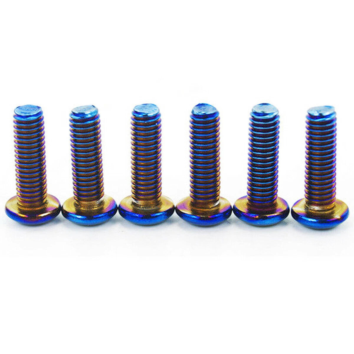 6 x Pan Head Burnt Titanium Blue Steering Wheel Bolts for Boss Kit