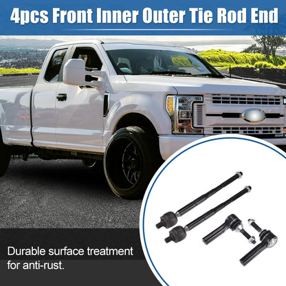 4 x Front Inner Outer Tie Rod End Links Kit for Ford Flex, Lincoln MKS (2009-2019)