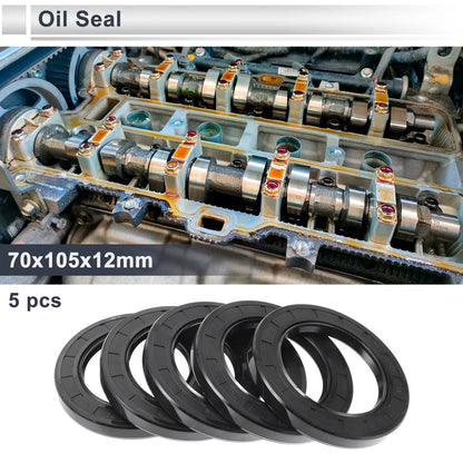 Oil Seal Rotary Shaft Seal 70x105x12mm Black 5 Pcs for Car