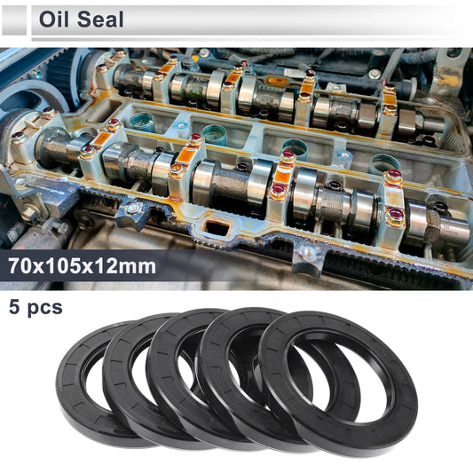 Oil Seal Rotary Shaft Seal 70x105x12mm Black 5 Pcs for Car