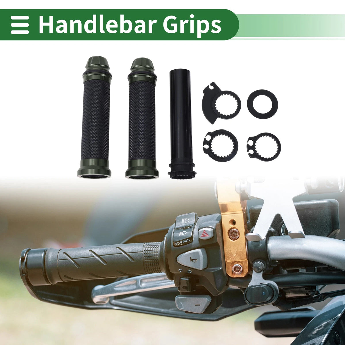 7/8" 22mm Hand Grips Cover Kit for Motorcycle Black Titanium Tone