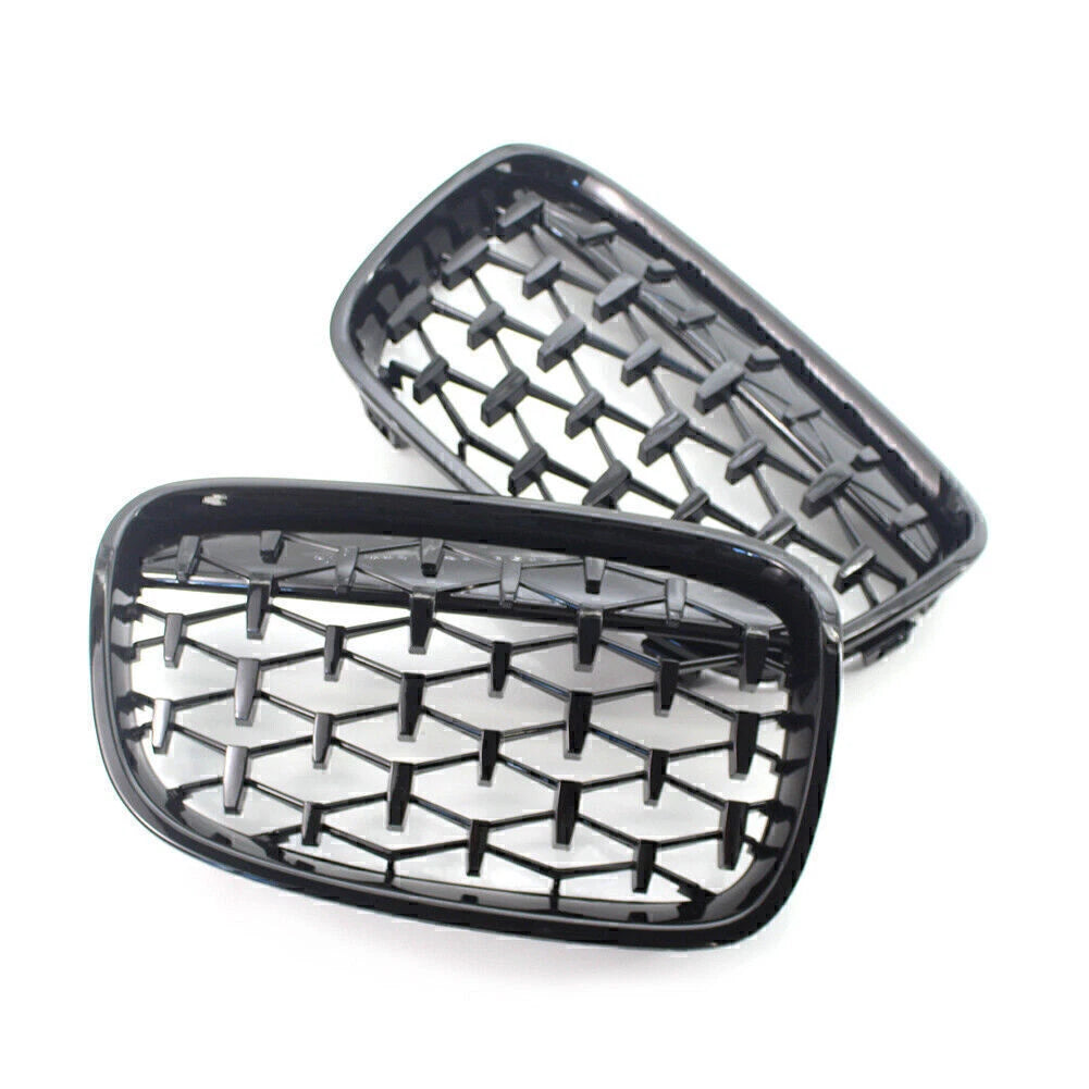 Diamond Meteor Front Kidney Grille Gloss Black for BMW 1 Series (2011-2014)