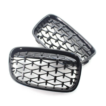 Diamond Meteor Front Kidney Grille Gloss Black for BMW 1 Series (2011-2014)