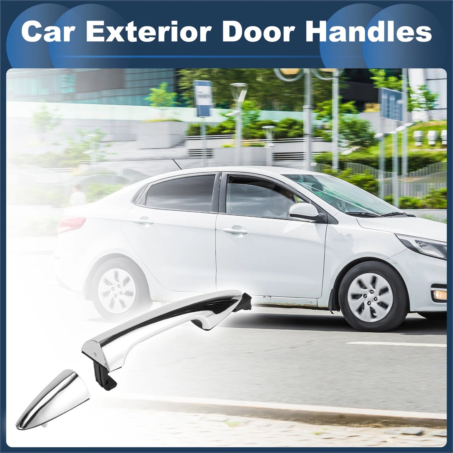 Front Right Exterior Door Handle for Kia Rio (2011) - Silver Tone, 1 Pc