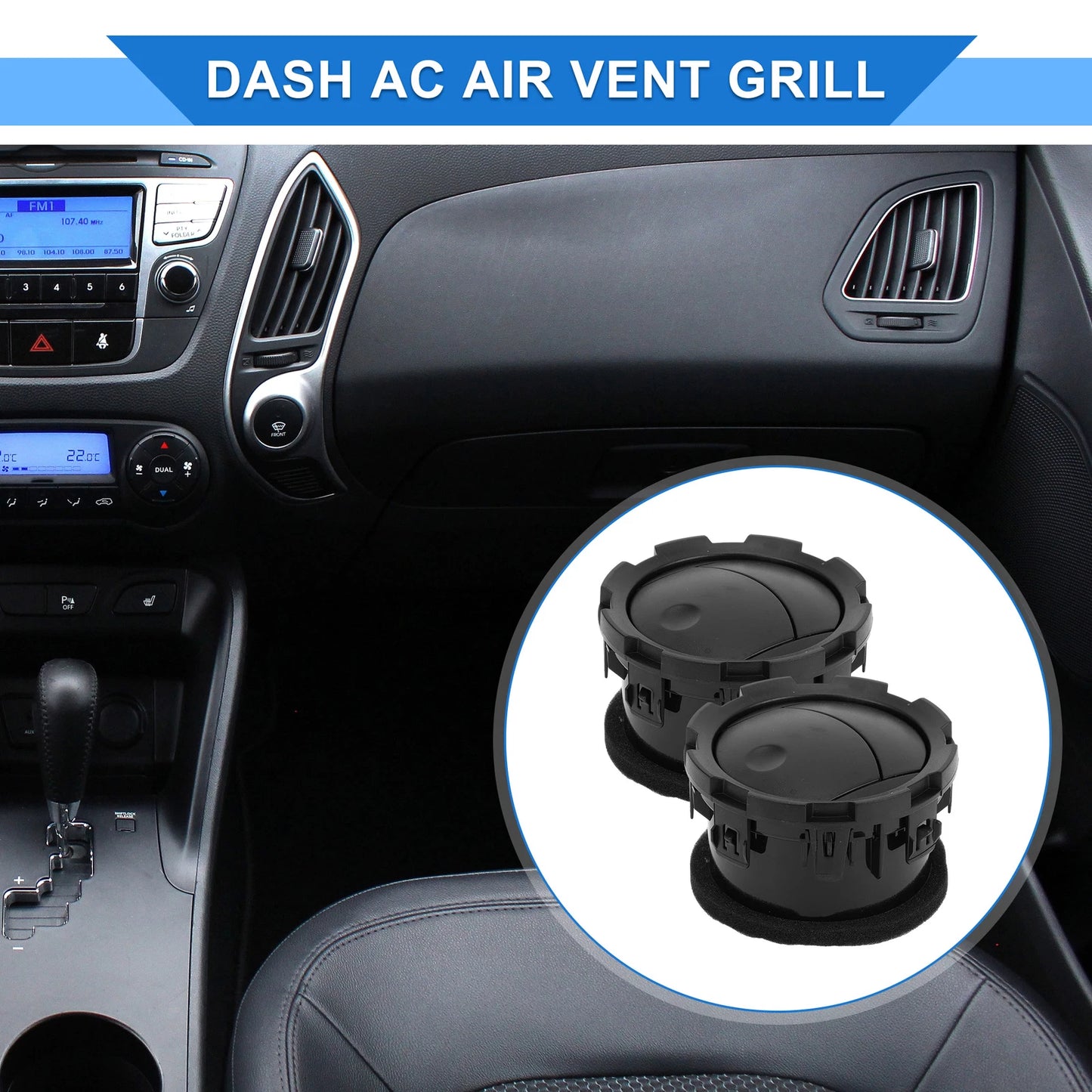 2 x Center Dash A/C Outlets for Ford F150 F250 F350 (2011-2016) Durable ABS Black