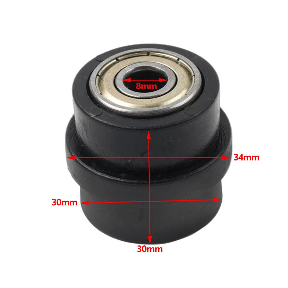 8MM Drive Chain Pulley Roller Slider Tensioner Wheel for Street Bike Black