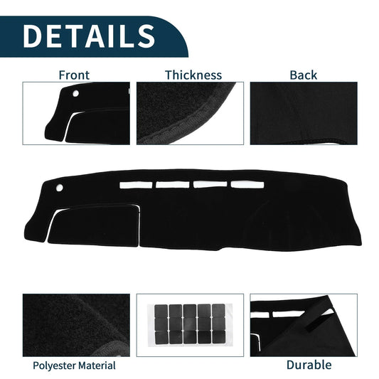 Dashboard Cover Mat for Toyota Hiace (2004-2024) - Black 1 Set