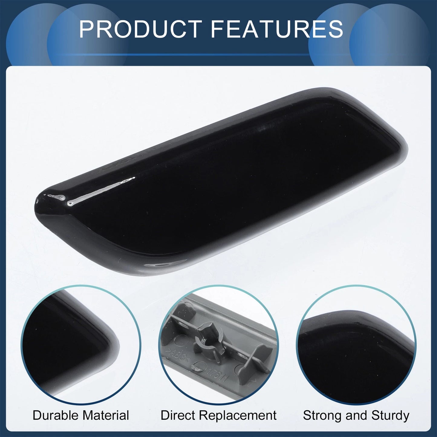 Front Right Washer Nozzle Cover for Honda Accord VIII 2011-2013 Black 1 Pc