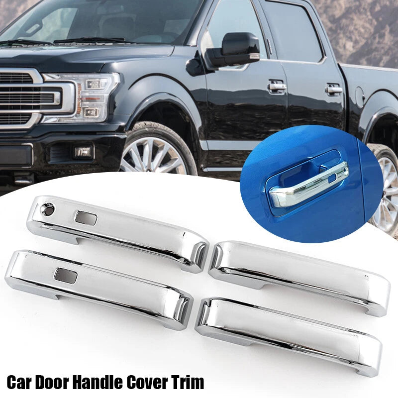 4 x Chrome Door Handle Covers for 2015-2020 Ford F150 F-150 (with Smartkey Hole)