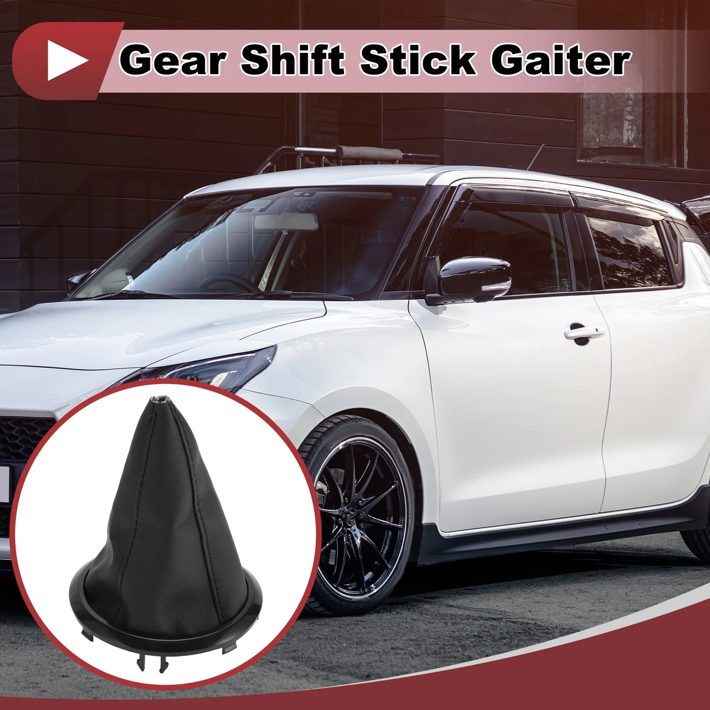 Car Gear Shift Stick Gaiter for Suzuki Swift (2005-2010) Black Faux Leather