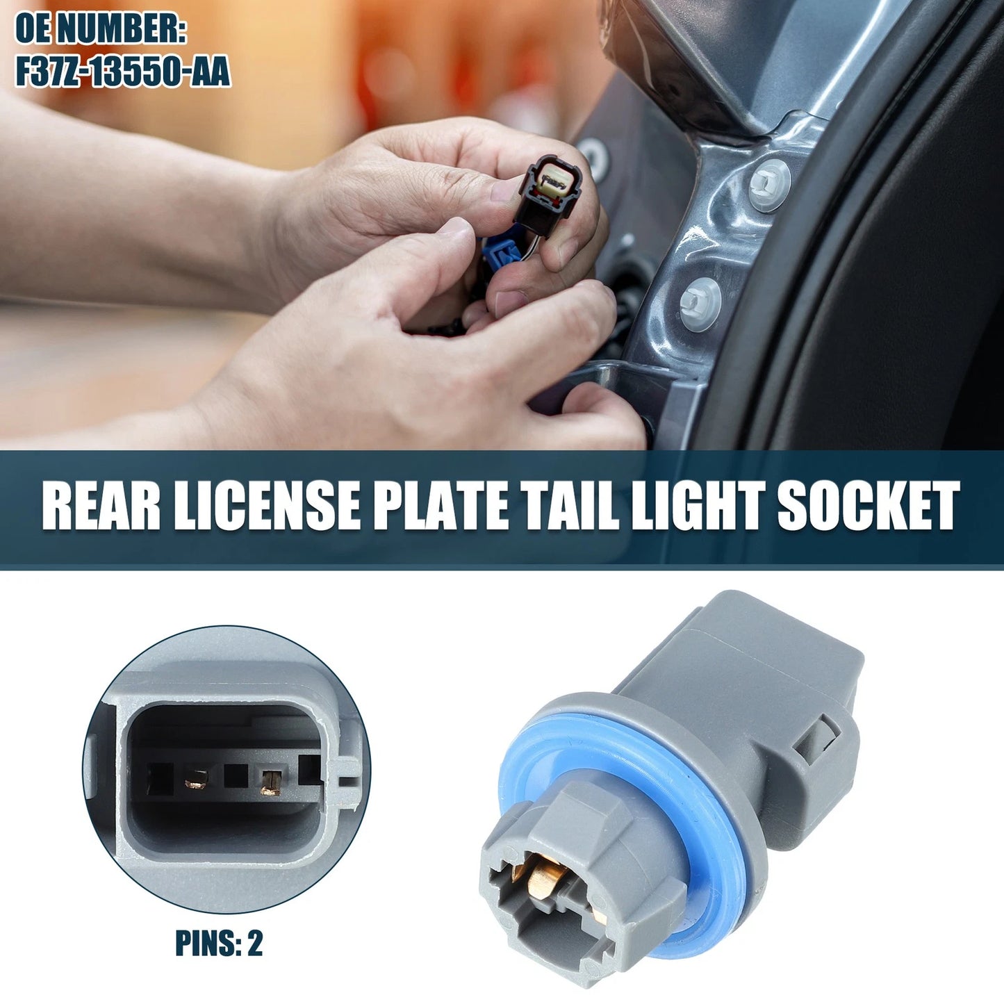 Rear License Plate Tail Light Socket for Ford Focus (2000-2013)