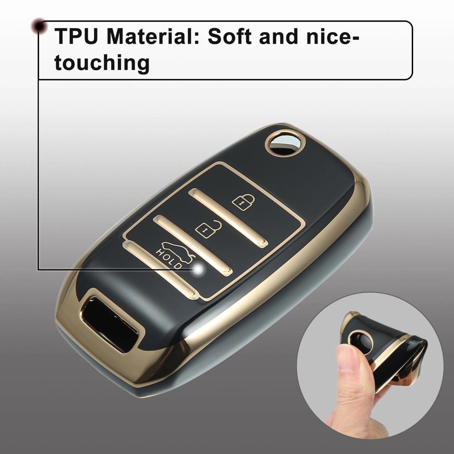Silicone Key Fob Case Cover for KIA Sorento, Carens (2013-2014) Black