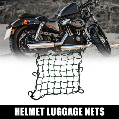 40x40cm 49 Holes Motorcycle Luggage Cargo Net Bag with 6 Hooks Green