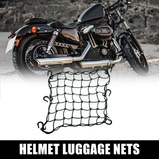 40x40cm 49 Holes Motorcycle Luggage Cargo Net Bag with 6 Hooks Green