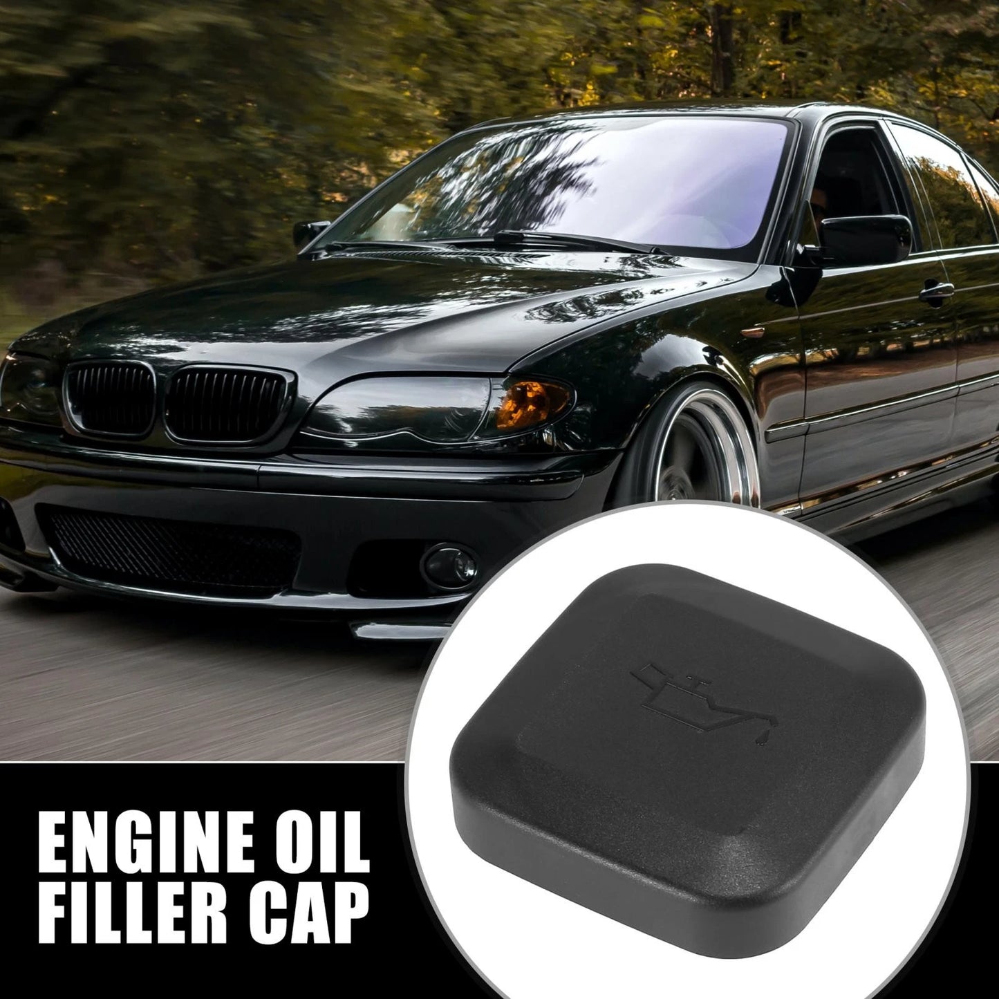 Black Engine Oil Filler Cap Cover for BMW E36 E46 328 (1990-2006)