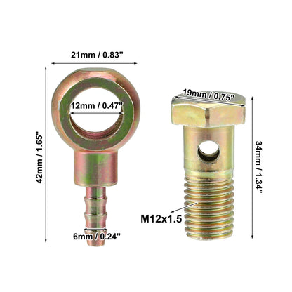 M12x1.5 Banjo Bolt Kit with Copper Washers for Motorcycle